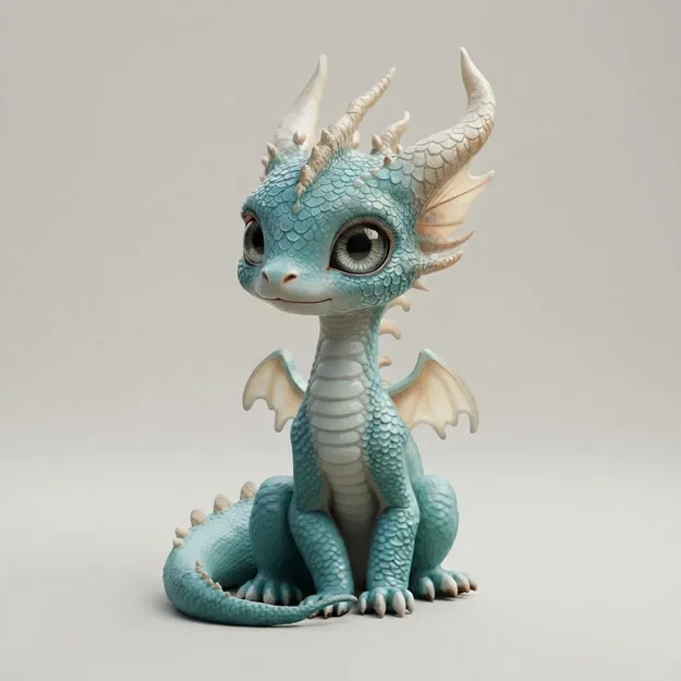 Mô hình in 3D Rồng nhỏ Baby Blue Skin Horned Dragon dễ thương - Image 1