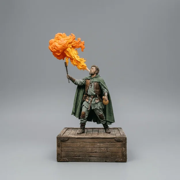Mô hình 3D Người phun lửa nghệ thuật thời Trung cổ (File STL) - Image 1