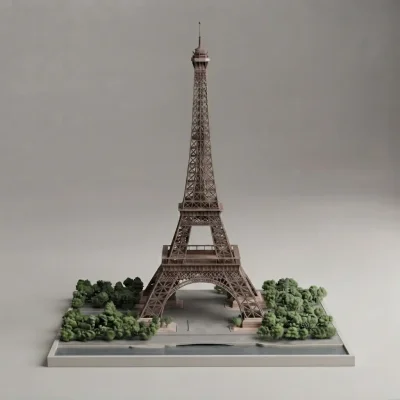 Mô hình 3D Tháp Eiffel Paris - Tượng đài kiến trúc trang trí đẳng cấp