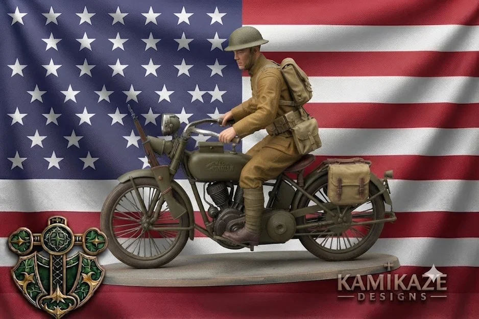Người đưa thư Mỹ thời WWI trên xe mô tô - Image 1