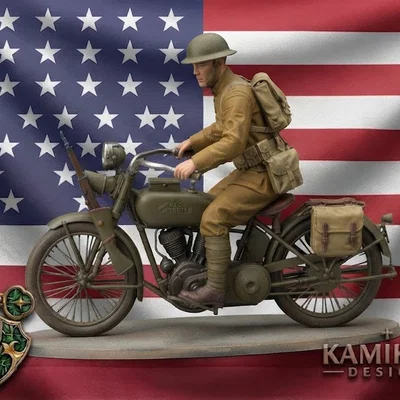 Người đưa thư Mỹ thời WWI trên xe mô tô