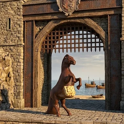 Mô hình 3D khay đựng bắp rang bơ hình ngựa Trojan độc đáo