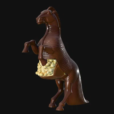 Mô hình 3D khay đựng bắp rang bơ hình ngựa Trojan độc đáo