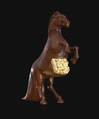 Mô hình 3D khay đựng bắp rang bơ hình ngựa Trojan độc đáo - Image 3