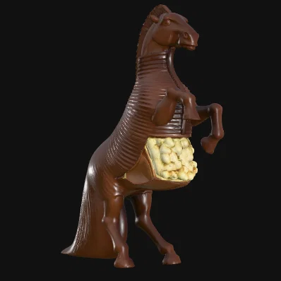 Mô hình 3D khay đựng bắp rang bơ hình ngựa Trojan độc đáo