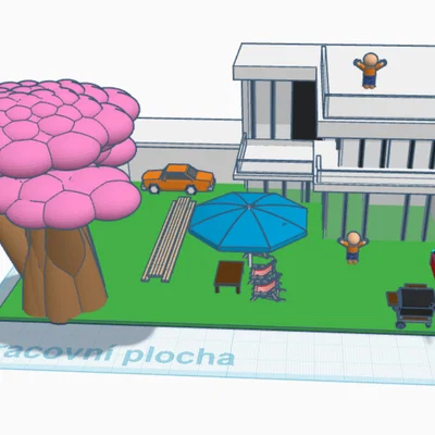 Mô hình 3D căn nhà hiện đại có sân vườn (dům s zahradou) cực đẹp
