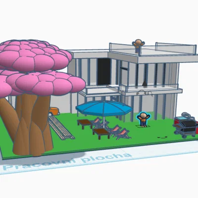 Mô hình 3D căn nhà hiện đại có sân vườn (dům s zahradou) cực đẹp