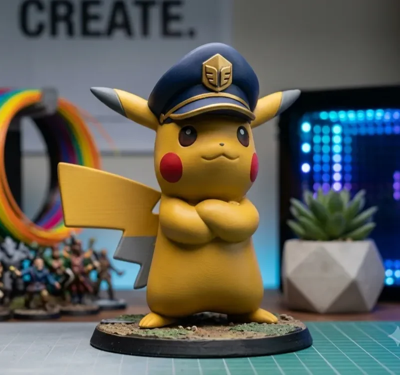 Mô hình 3D Capitán Pikachu chi tiết sắc nét