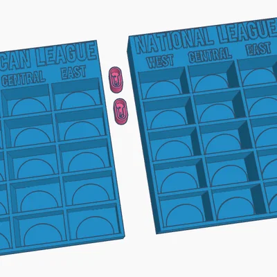 Khung trưng bày nón bóng chày mini Rawlings cho American và National League