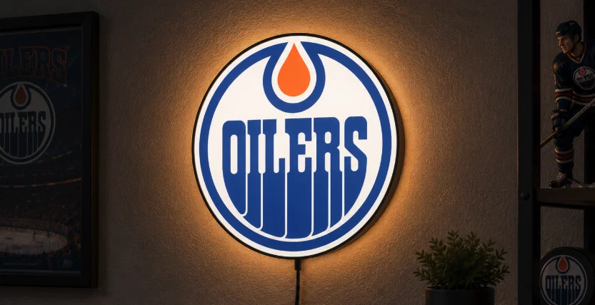 Hộp đèn LED Edmonton Oilers | File STL in 3D nhiều màu sắc - Image 1
