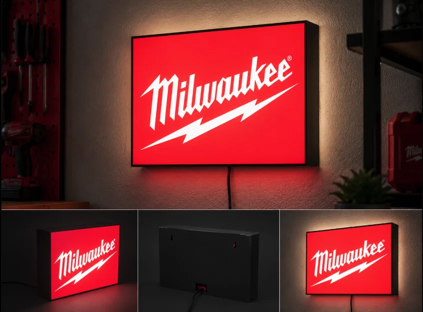 Hộp đèn LED Milwaukee Tools | File STL in 3D đa sắc - Image 1