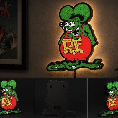 Mô hình hộp đèn LED RatFink Hot Rod Classic | File in 3D STL đa sắc
