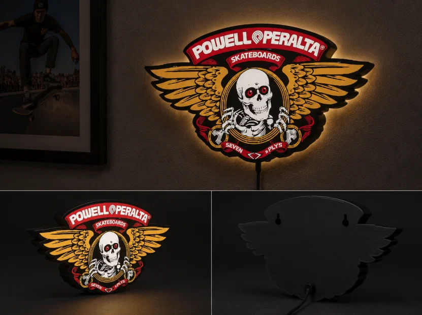 Mô hình Hộp đèn LED Powell Peralta Sk8 phong cách thập niên 80 - File STL in 3D đa màu - Image 1