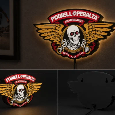 Mô hình Hộp đèn LED Powell Peralta Sk8 phong cách thập niên 80 - File STL in 3D đa màu