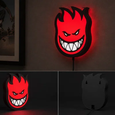 Hộp Đèn LED Spitfire Skateboarding Thập Niên 80-90 | STL In 3D Đa Sắc