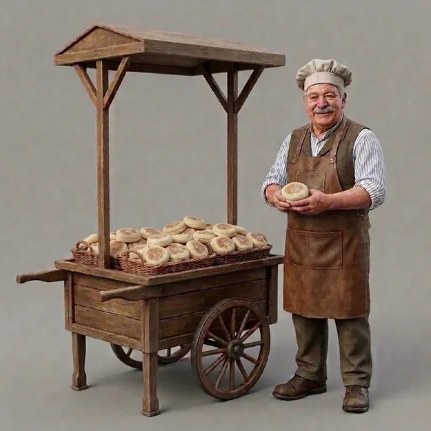 Mô hình 3D Ông lão bán bánh Muffin phong cách cổ điển - Image 1