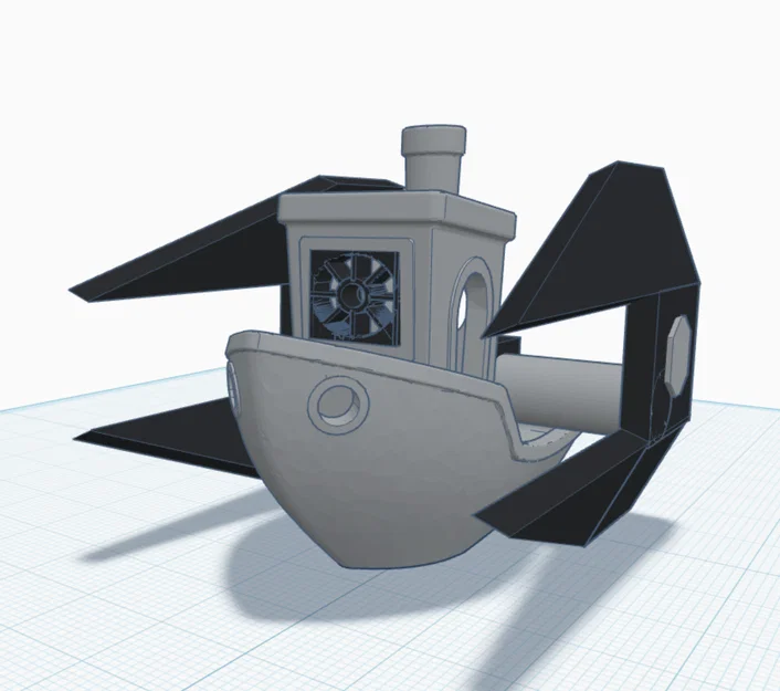 Mô hình 3D Benchy phối hợp chiến đấu cơ Tie-Interceptor cực chất - Image 1