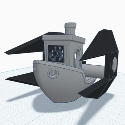 Mô hình 3D Benchy phối hợp chiến đấu cơ Tie-Interceptor cực chất