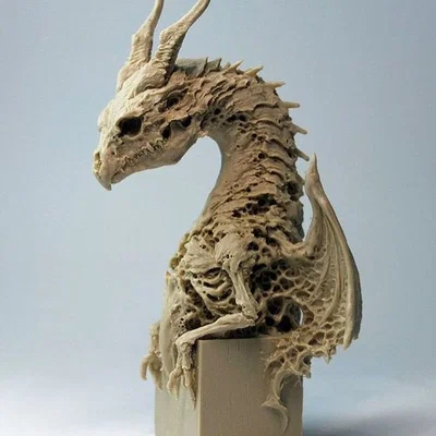 Mô hình tượng đầu rồng xương 3D (Skeleton Dragon Bust) cực chất