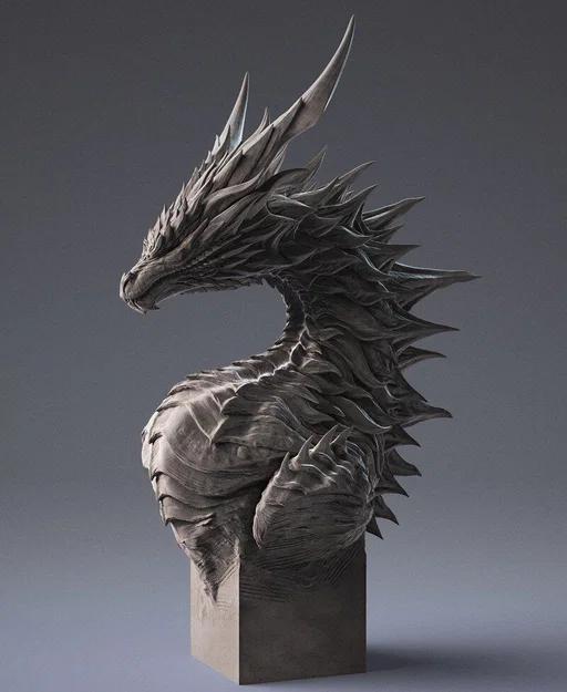 Mô hình tượng bán thân rồng Dragon Bust 3D sắc nét - Image 1