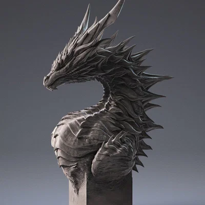 Mô hình tượng bán thân rồng Dragon Bust 3D sắc nét