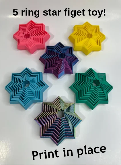 ĐỒ CHƠI FIDGET NGÔI SAO 5 VÒNG CƠ BẢN - DỄ DÀNG PRINT-IN-PLACE