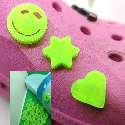 Bộ sưu tập charm hoa, ngôi sao, mặt cười, trái tim và chữ cái cho dép clogs
