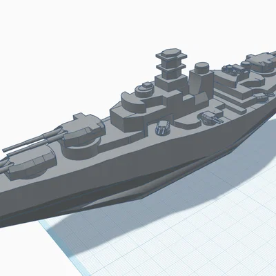 Mô hình tàu chiến Bismarck và đế trưng bày 3D
