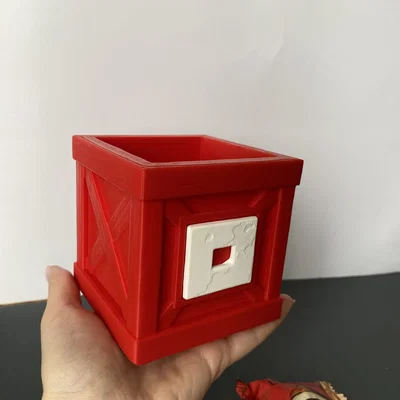 Hộp đựng bút hình thùng gỗ phong cách Roblox in 3D độc đáo