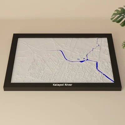Sông Kaiapoi, New Zealand - Mô hình địa hình 3D thu nhỏ