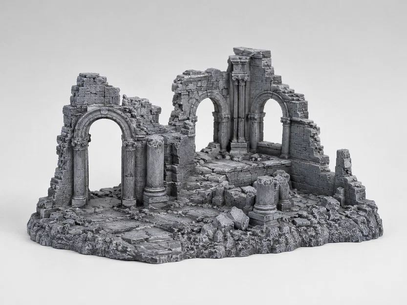Mô hình 3D sa bàn kiến trúc cổ đại đổ nát cho game tabletop - Image 1