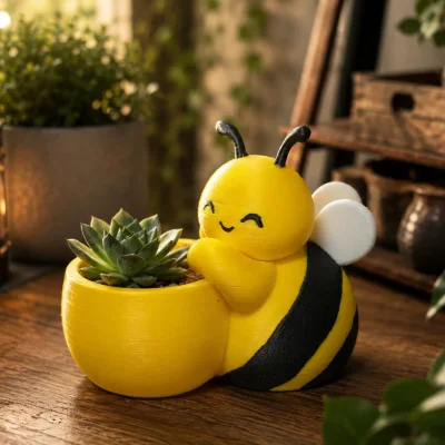 Chậu Cây Hình Chú Ong Siêu Dễ Thương - Dùng Cho Sen Đá, In Đa Sắc