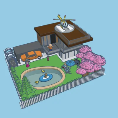 Mô hình ngôi nhà sân vườn 3D cực chill - Tải file STL miễn phí