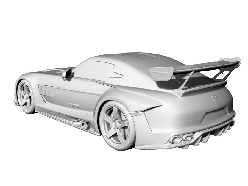 Mô hình 3D xe đua Mercedes SLS AMG C197 Widebody độ chi tiết cao - Image 4