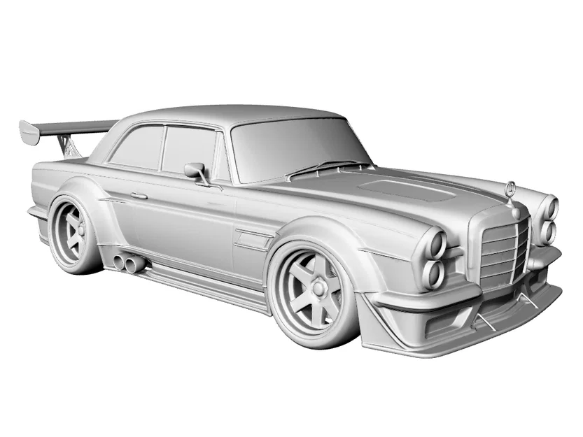 Mô hình Mercedes W111 W112 Coupé Racing Widebody in 3D - Image 2