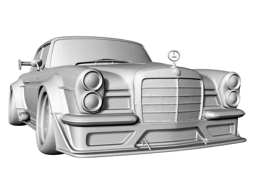 Mô hình Mercedes W111 W112 Coupé Racing Widebody in 3D - Image 5