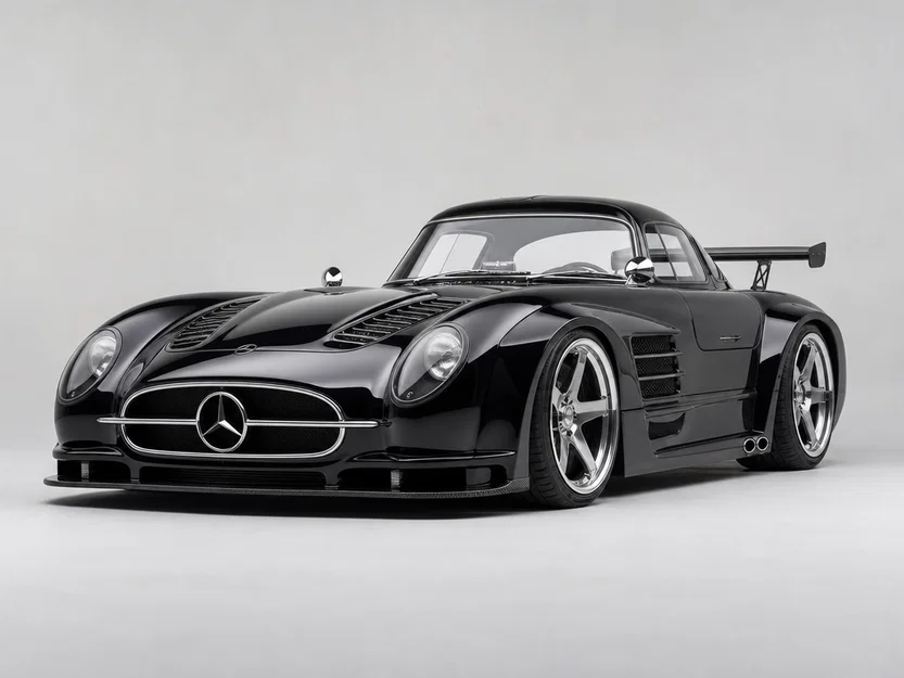 Mô hình 3D xe đua Mercedes Benz 300 SLR Uhlenhaut Coupe 1955 đẹp - Image 1
