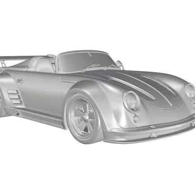 Mô hình 3D xe đua cổ điển Porsche 356 Speedster Racing sắc nét