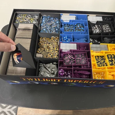 Bộ organizer Twilight Imperium 4e + PoK + TE cho bài có bọc sleeve (Không cộm nắp)
