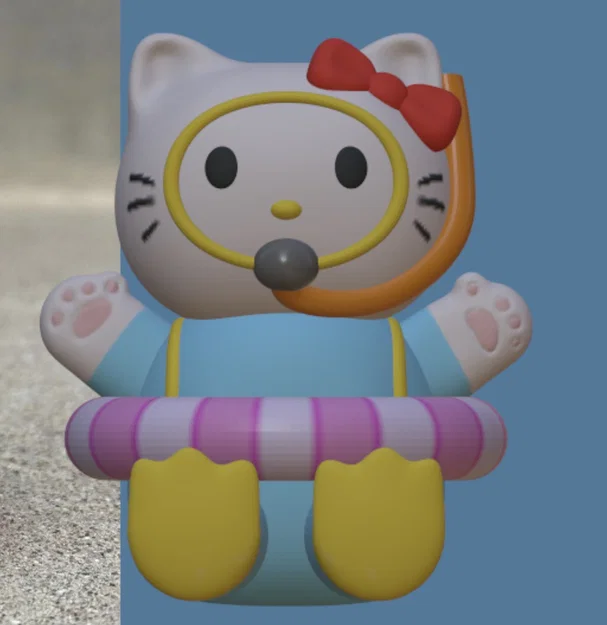 Mô hình 3D Hello Kitty đi lặn biển (Hello Kitty Diver) cực đáng yêu - Image 1