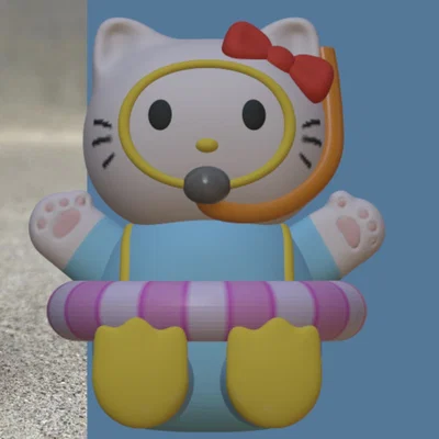 Mô hình 3D Hello Kitty đi lặn biển (Hello Kitty Diver) cực đáng yêu