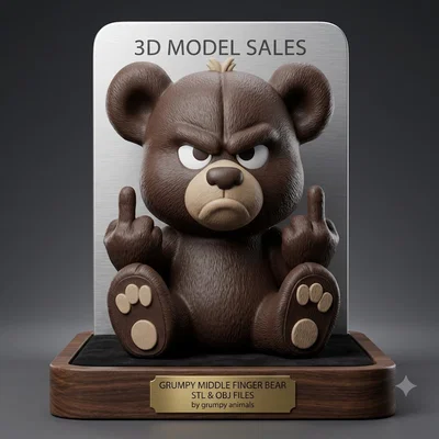 Grumpy Middle Finger Bear - Chú Gấu Gắt Gỏng Giơ Ngón Giữa Từ Bộ Sưu Tập Grumpy Animals