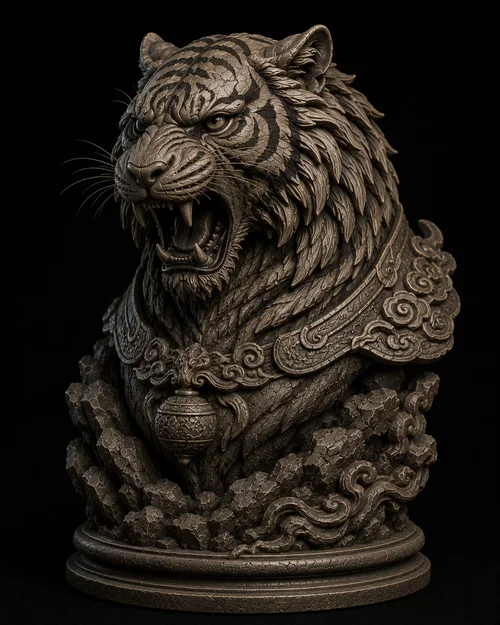 Busto Tigre Oriental – Mô hình 3D STL in ấn chất lượng cao - Image 1