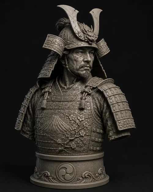 Tượng bán thân Samurai Nhật Bản - Image 1