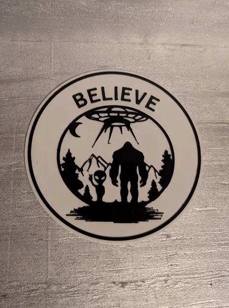 Bảng hiệu trang trí BELIEVE độc đáo với hình ảnh Alien và Bigfoot - Image 2
