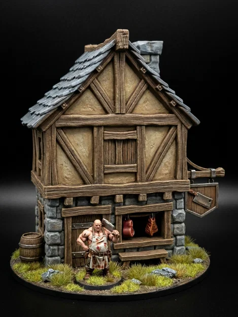 FREE Props Butcher Shop – Phụ Kiện Nhà Thịt (File STL 32mm cho Tabletop RPG) - Image 1