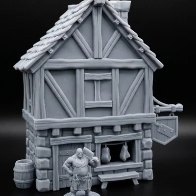 FREE Props Butcher Shop – Phụ Kiện Nhà Thịt (File STL 32mm cho Tabletop RPG)