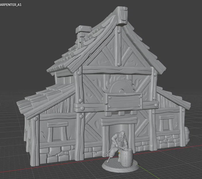 FREE Props Carpenter – Mô hình Fantasy Miniatures (File STL 32mm cho Tabletop RPG) - Image 3
