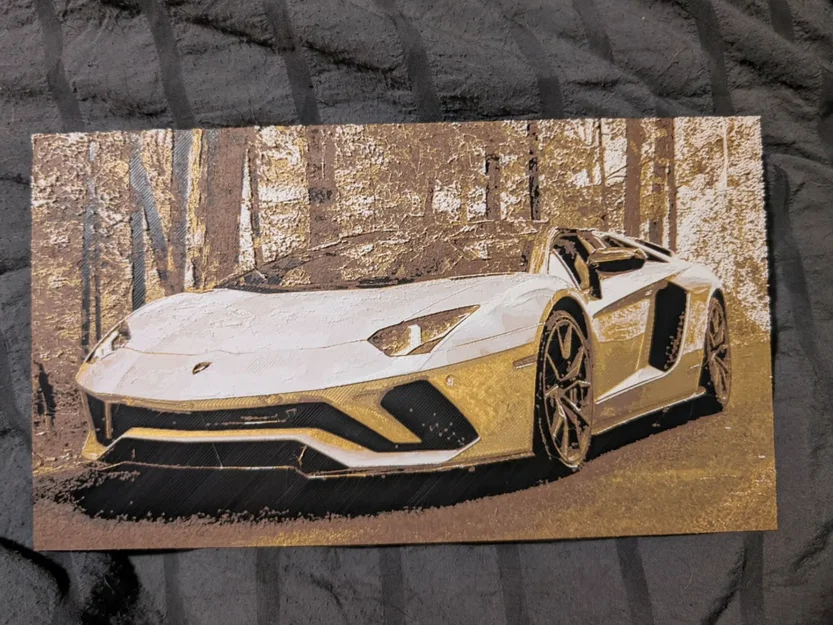 Tranh in 3D nghệ thuật Lamborghini Aventador phong cách Hueforge - Image 1
