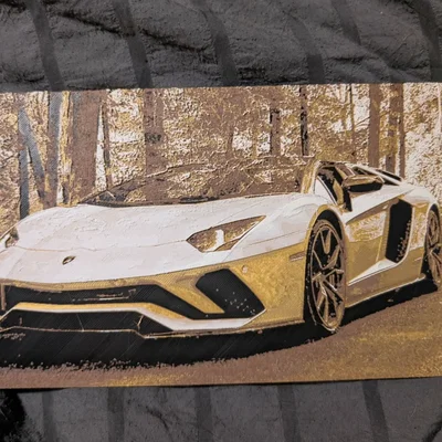 Tranh in 3D nghệ thuật Lamborghini Aventador phong cách Hueforge